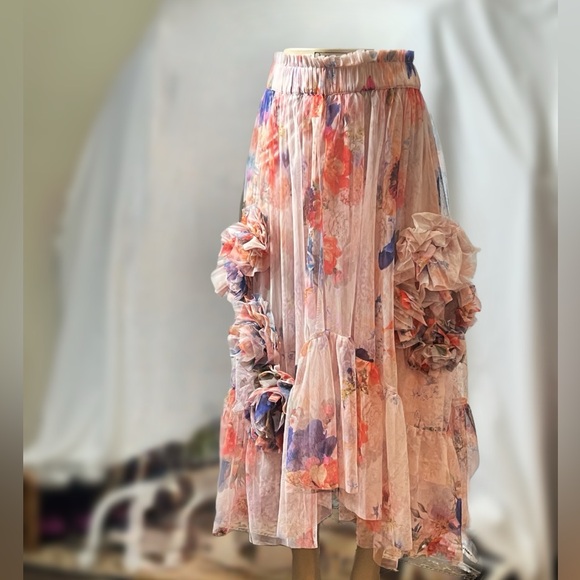 Maeve (Anthropologie) 3-D Tulle Mesh Skirt Sz M - Picture 4 of 16